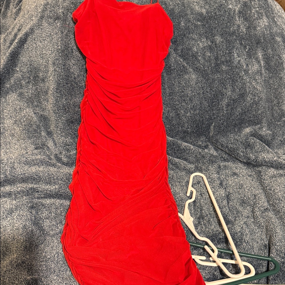 B Darlin Vibrant Red Strapless Dress